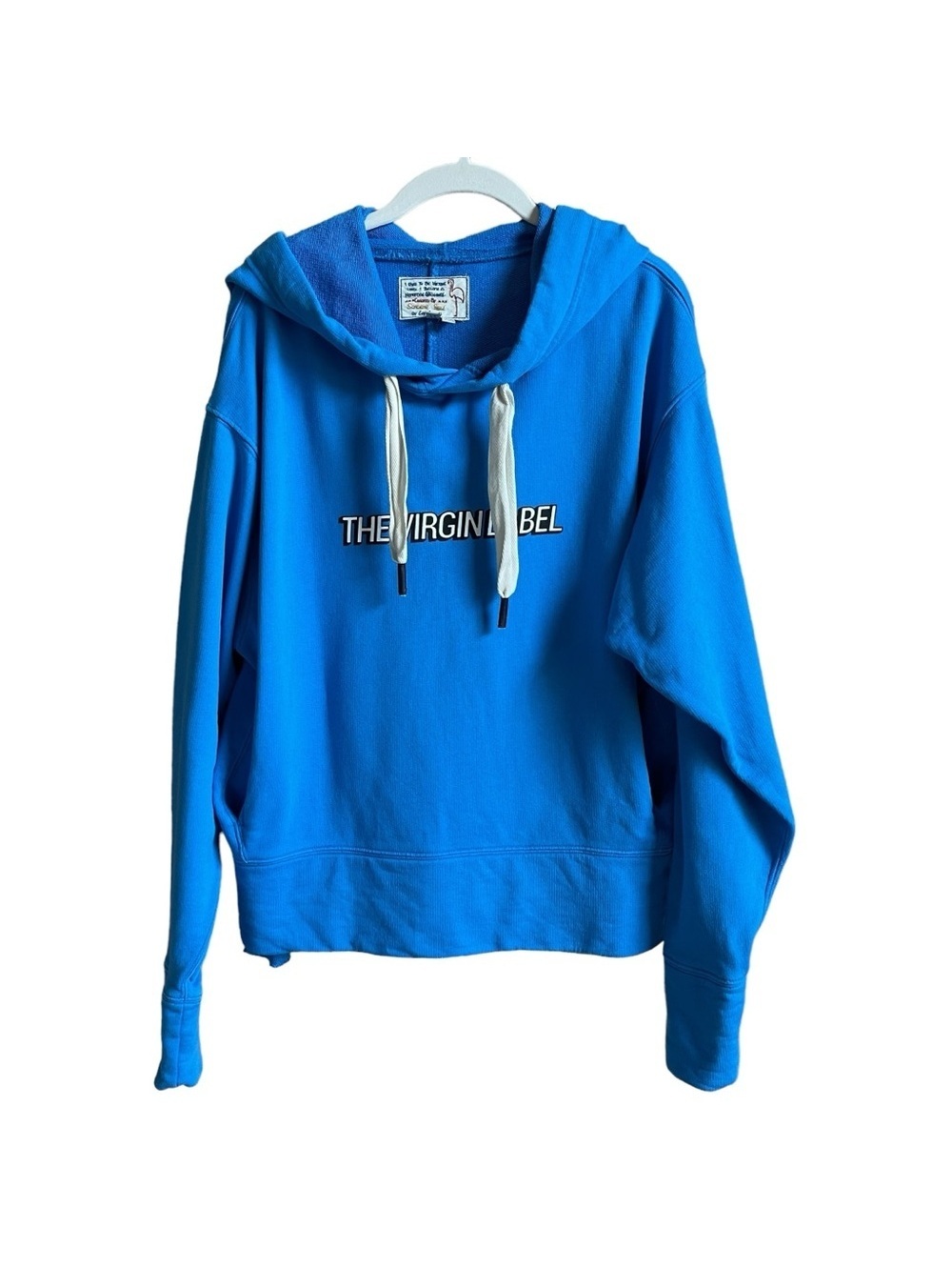 Sandrine Rose The Virgin Label 100% Cotton Blue Hooded Sweatshirt Baggy Size XS
